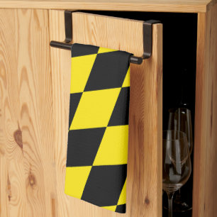 Zwart en geel Bavaria Diamond Flag Patroon Theedoek