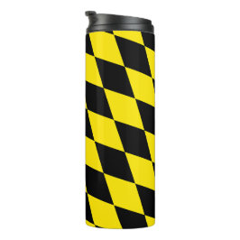 Zwart en geel Bavaria Diamond Flag Patroon Thermosbeker