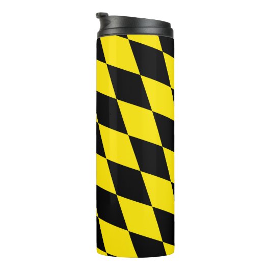 Zwart en geel Bavaria Diamond Flag Patroon Thermosbeker (Geroteerd rechts)