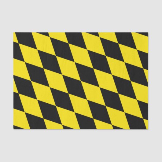 Zwart en geel Bavaria Diamond Flag Patroon Tissuepapier (Voorkant)