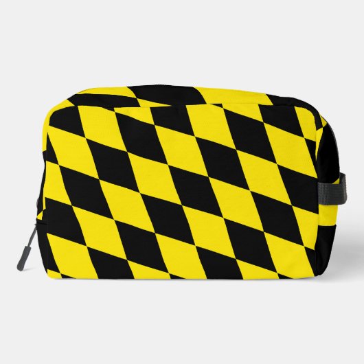 Zwart en geel Bavaria Diamond Flag Patroon Toilettasje (Achterkant)