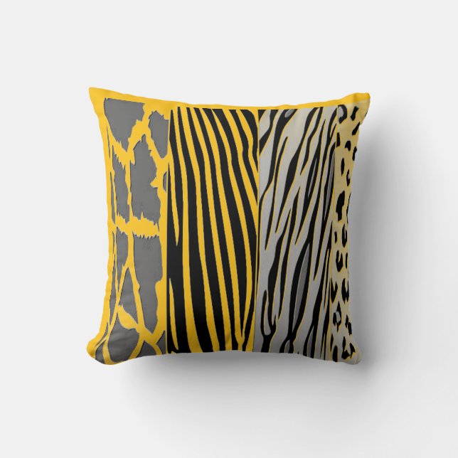 Zwart en geel bedrukt Zebra streepkussen Kussen (Voorkant)