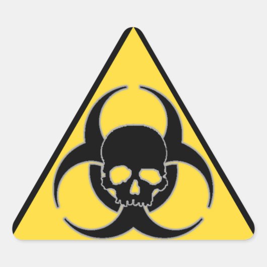 Zwart en geel biohazard-symbool en schedel sticker (Voorkant)