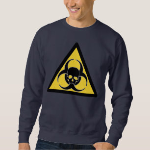 Zwart en geel biohazard-symbool en schedel trui