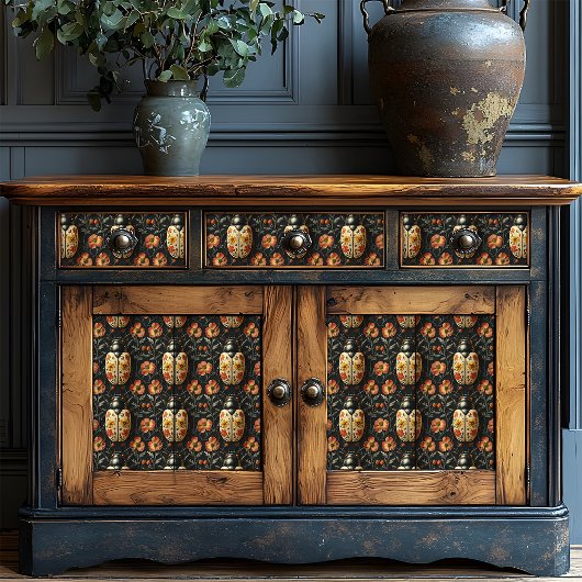  zwart en geel bloemenkeverpatroon tissuepapier