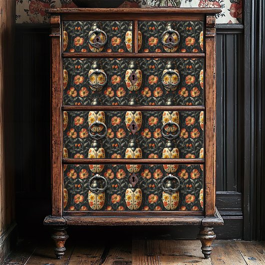 zwart en geel bloemenkeverpatroon tissuepapier