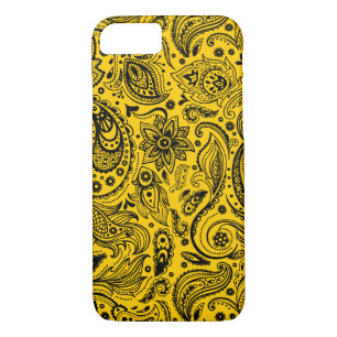 Zwart en geel bloemig Paisley patroon Case-Mate iPhone Case