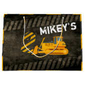 Zwart en geel bouwvoertuig| 2e verjaardag groot cadeauzakje (Voorkant)