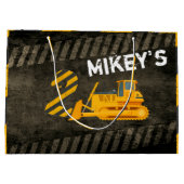 Zwart en geel bouwvoertuig| 2e verjaardag groot cadeauzakje (Achterkant)