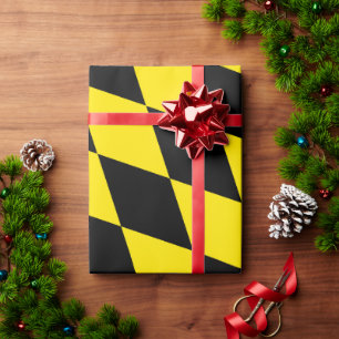 Zwart en geel Boven-Beieren diamanten vlagpatroon Cadeaupapier