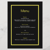 Zwart en geel bruiloft plat menu (Voorkant)