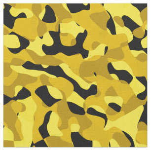 Zwart en geel Camouflage - printerpatroon Stof