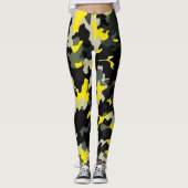 Zwart en geel camouflagepatroon leggings (Voorkant)