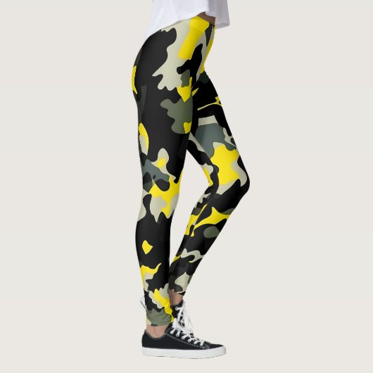 Zwart en geel camouflagepatroon leggings (Rechts)