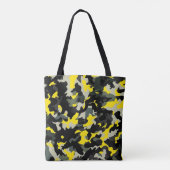 Zwart en geel camouflagepatroon tote bag (Achterkant)