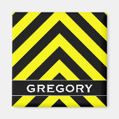 Zwart en geel Chevron-achtig patroon + Aangepaste  Magneet (Voorkant)