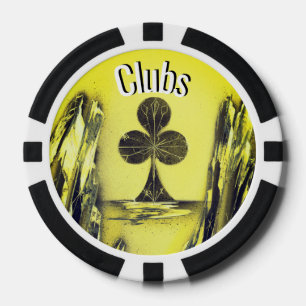 Zwart en Geel Club Poker Chip