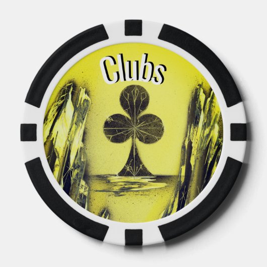 Zwart en Geel Club Poker Chip (Voorkant)