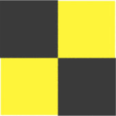 Zwart en geel crashtest dummy vinyl stickers (Voorkant)