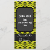 Zwart en geel damask bruiloft programma programmakaart (Voorkant)