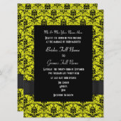 Zwart en geel damast formele bruiloft kaart (Voorkant / Achterkant)