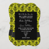 Zwart en geel damast formele bruiloft kaart (Voorkant / Achterkant)