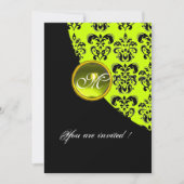 ZWART EN GEEL DAMAST MONOGRAM,topaas groen Kaart (Voorkant)