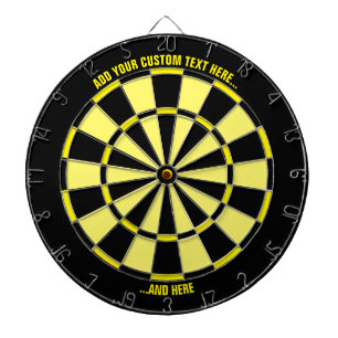 Zwart en geel Dartbord met aangepaste tekst