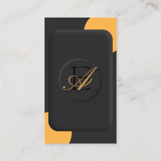 Zwart en geel Elegant 3D Visitekaartje (Achterkant)