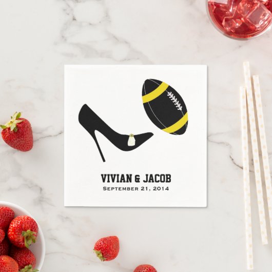 Zwart en geel Football Custom Wedding Napkin Servetten (Insitu)