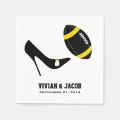 Zwart en geel Football Custom Wedding Napkin Servetten (Voorkant)