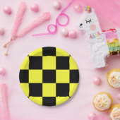 Zwart en geel gebarsten patroon papieren bordje (Feest)