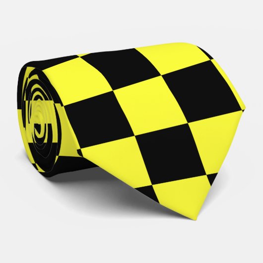 Zwart en geel gebarsten patroon stropdas (Opgerold)