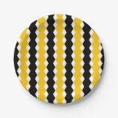Zwart en geel Geometric Funky Modern Patroon Papieren Bordje (Voorkant)