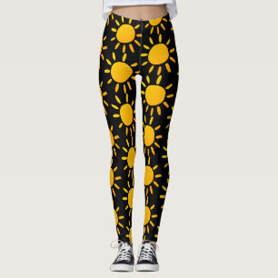 Zwart en Geel Geometrisch Zomerzonpatroon Leggings