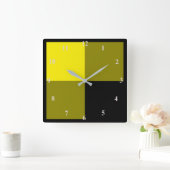 Zwart en geel geplakt vierkante klok (Huis)