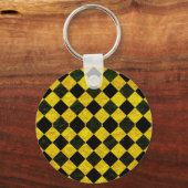 Zwart en geel geruit patroon sleutelhanger (Voorkant)
