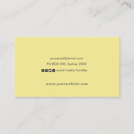 Zwart en geel geschilderd visitekaartje (Achterkant)