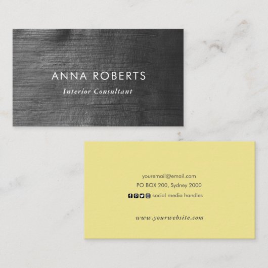 Zwart en geel geschilderd visitekaartje (Voorkant / Achterkant)