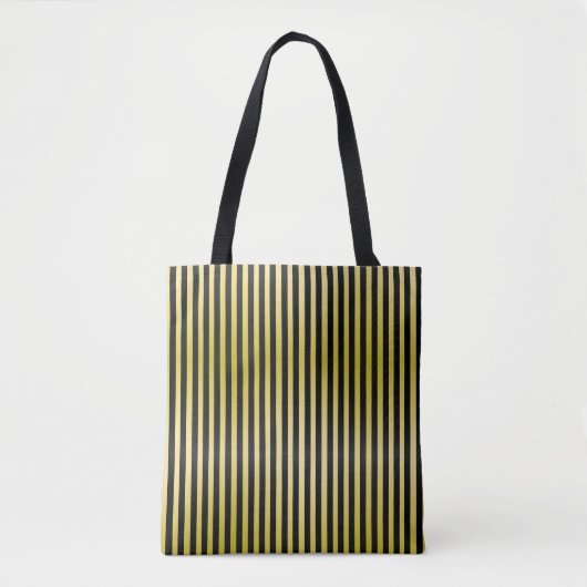 Zwart en geel gestreepte tote bag (Voorkant)