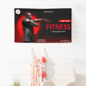 Zwart en geel gym fitness oefening training spandoek (Insitu)
