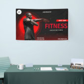 Zwart en geel gym fitness oefening training spandoek (Beurs)