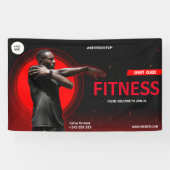 Zwart en geel gym fitness oefening training spandoek (Horizontaal)