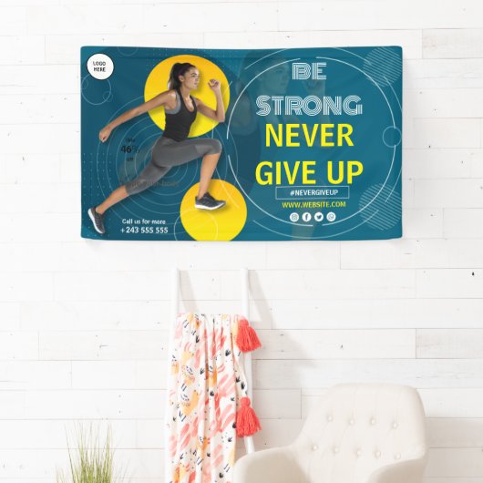 Zwart en geel gym fitness oefening training spandoek (Insitu)