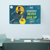 Zwart en geel gym fitness oefening training spandoek (Beurs)