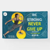 Zwart en geel gym fitness oefening training spandoek (Horizontaal)