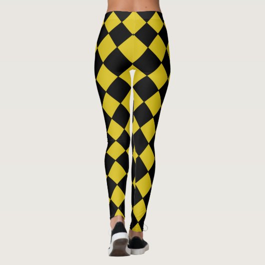 Zwart en geel Harlequin Diamond Gecontroleerd Patr Leggings (Achterkant)