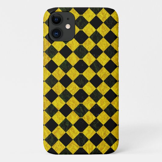 Zwart en geel ingecheckt patroon Case-Mate iPhone case (Achterkant)