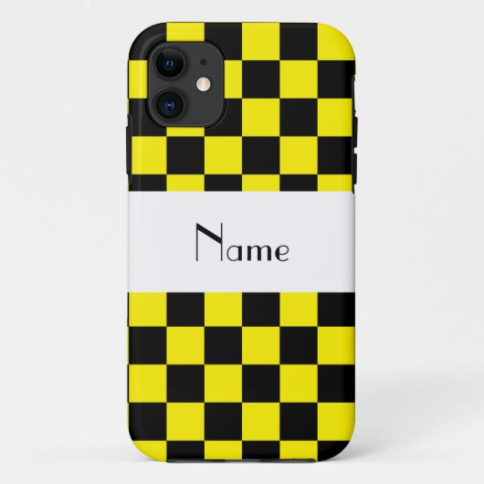 Zwart en geel ingecheckt patroon Case-Mate iPhone case (Achterkant)