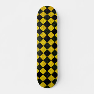 Zwart en geel ingecheckt patroon persoonlijk skateboard